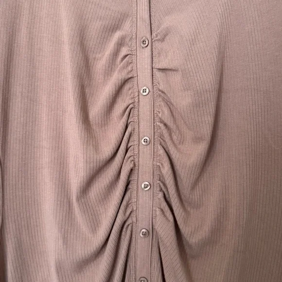 Abercrombie Ruched Long Sleeve Button Front Mini Dress size L - Picture 3 of 6